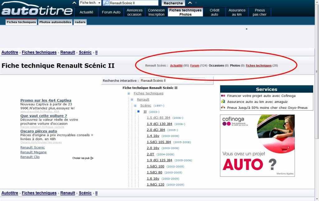 Recherche de fiche technique sur autotitre