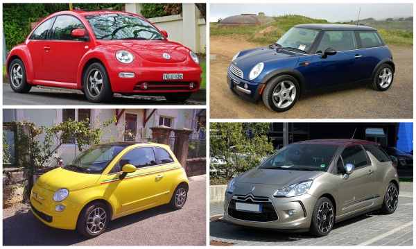 Voitures Neo-retro : NewBeetle, Mini, Fiat 500 et DS3