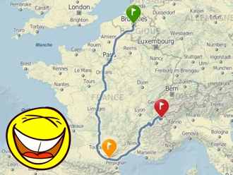 1200 km en plus à cause d'un GPS - Car de touristes belges