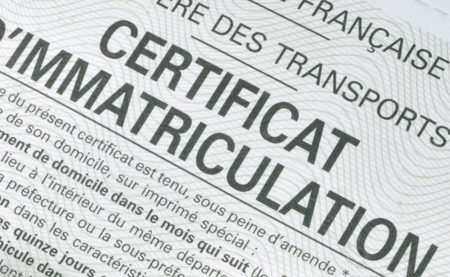 certificat d'immatricule