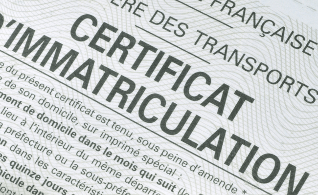 certificat d'immatricule